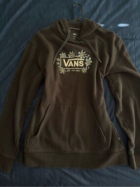 Vans Black Crewneck Hoodie with Floral Logo